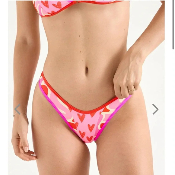 NWT OneOne Swimwear XOXO Valentines Day Gemma Noelia Red Pink Hearts NEW Bikini - Picture 6 of 7
